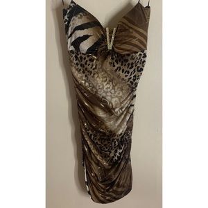 Animal print strapless bodycon dress